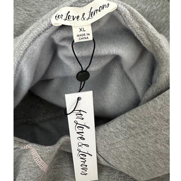 For Love & Lemons Gray Cropped Hoodie Sweatshirt & Joggers XL Set New VS FLL NWT - Picture 4 of 15